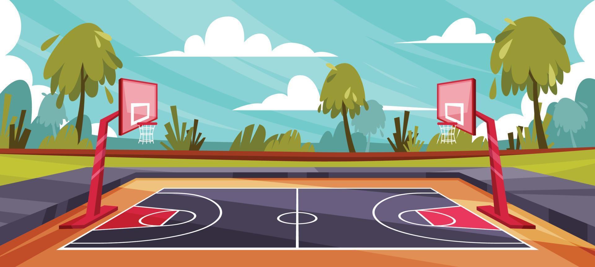 fondo de cancha de baloncesto al aire libre vector