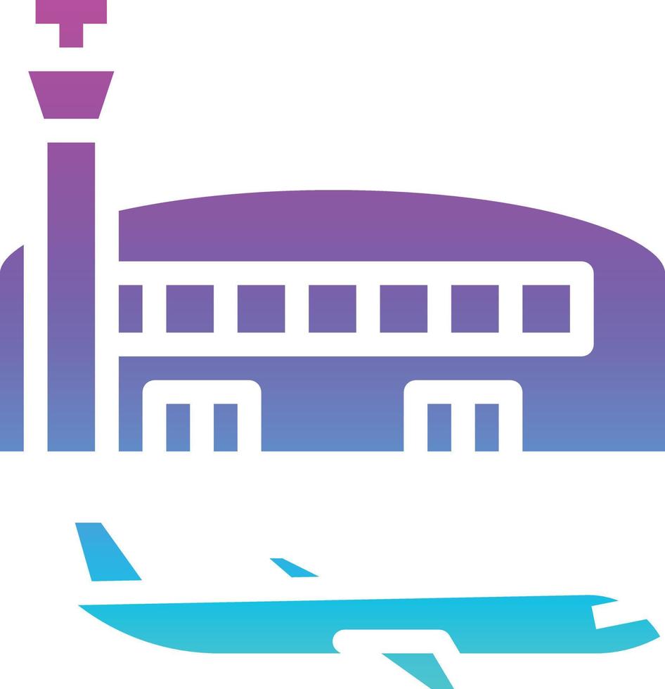 airport airplane station runway building - solid gradient icon vector