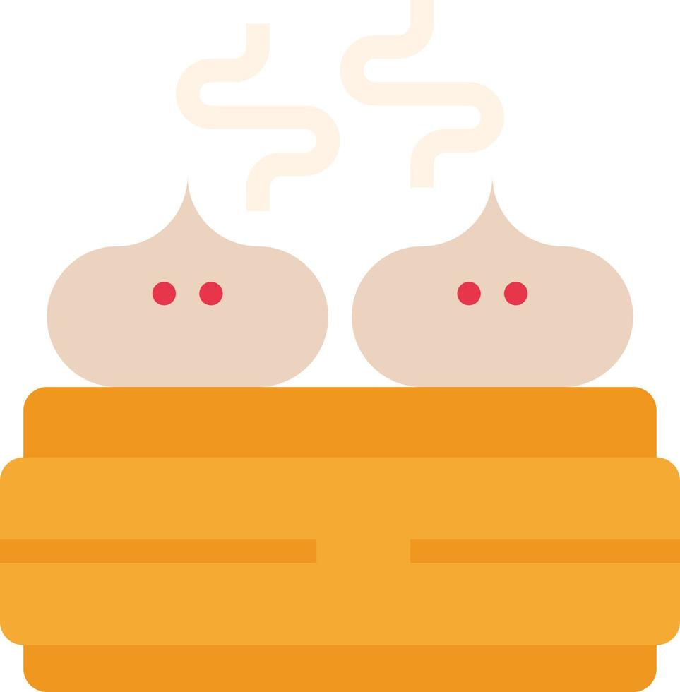 dimsun bun steamed bao china - flat icon vector