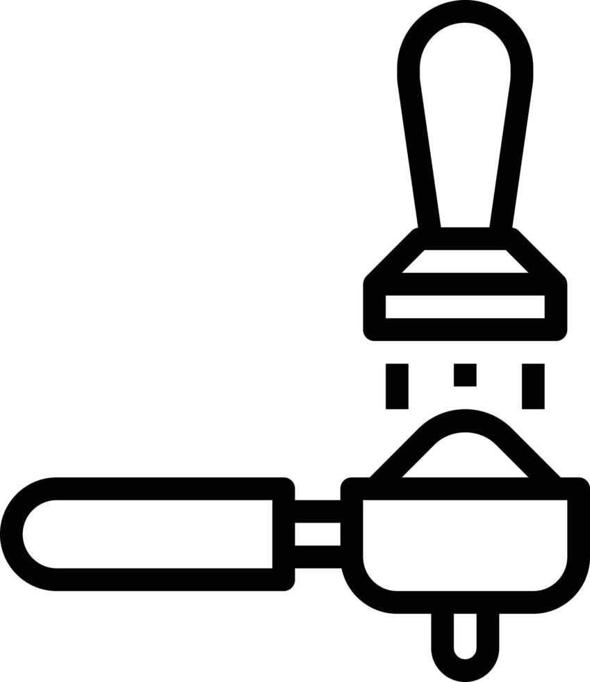 tamping coffee cafe restaurant - outline icon vector