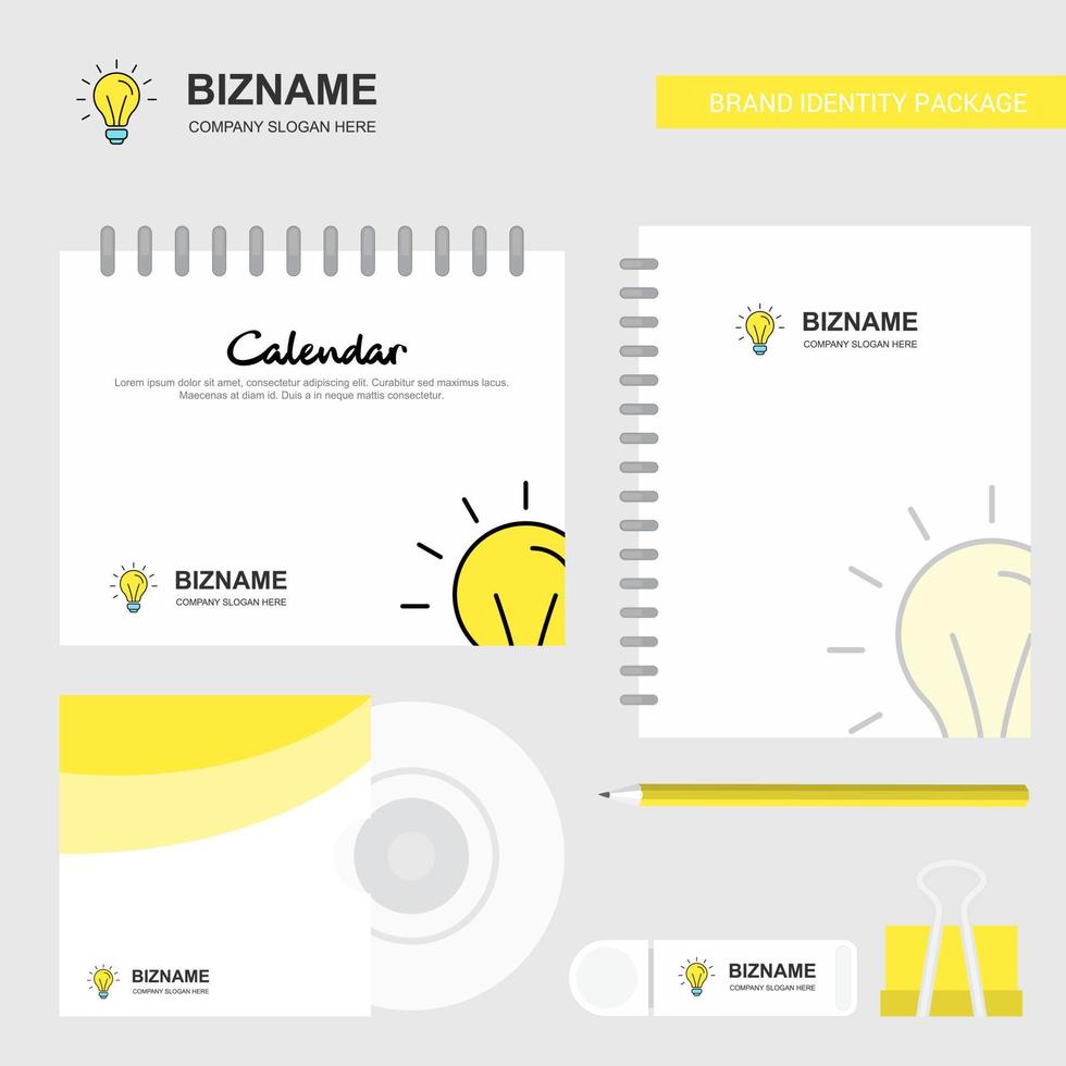 Idea Logo Calendar Template CD Cover Diary and USB Brand Stationary Package Design Vector Template