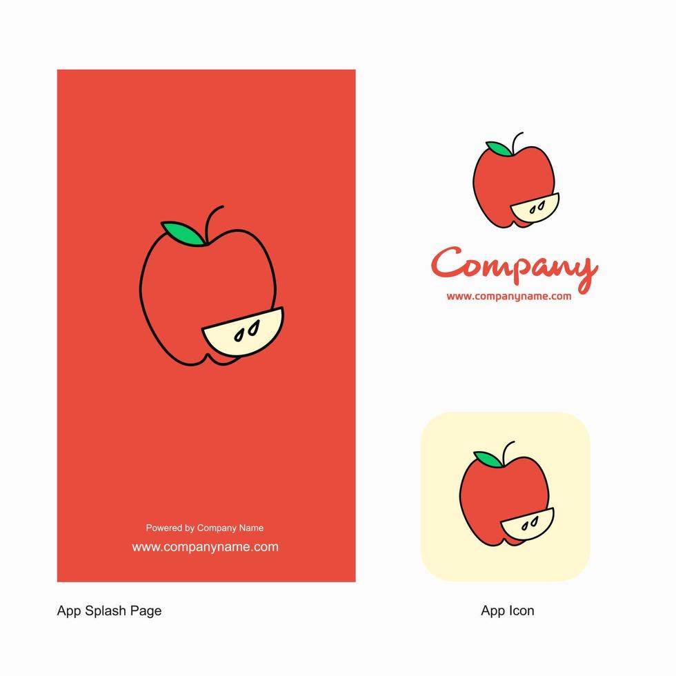 icono de la aplicación del logotipo de la empresa apple y diseño de la página de bienvenida elementos de diseño de la aplicación empresarial creativa vector