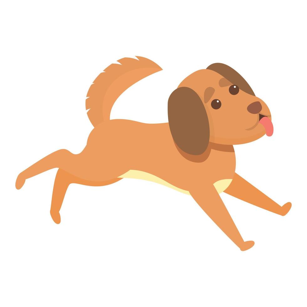 Running playful dog icon, cartoon style vector