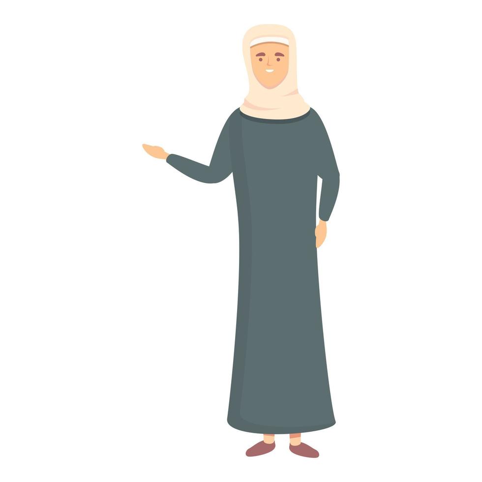 Muslim woman teacher icon cartoon vector. Online school vector