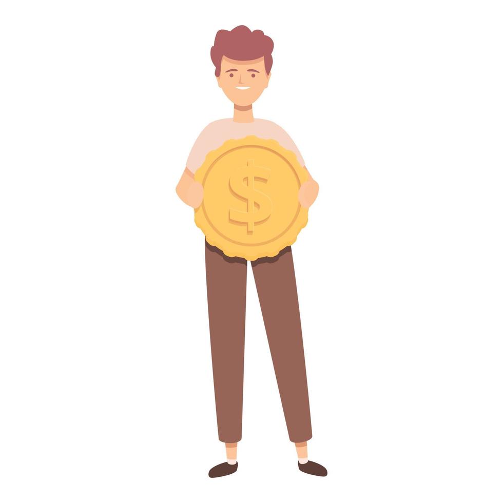 Gold kid coin icon cartoon vector. Money finance vector