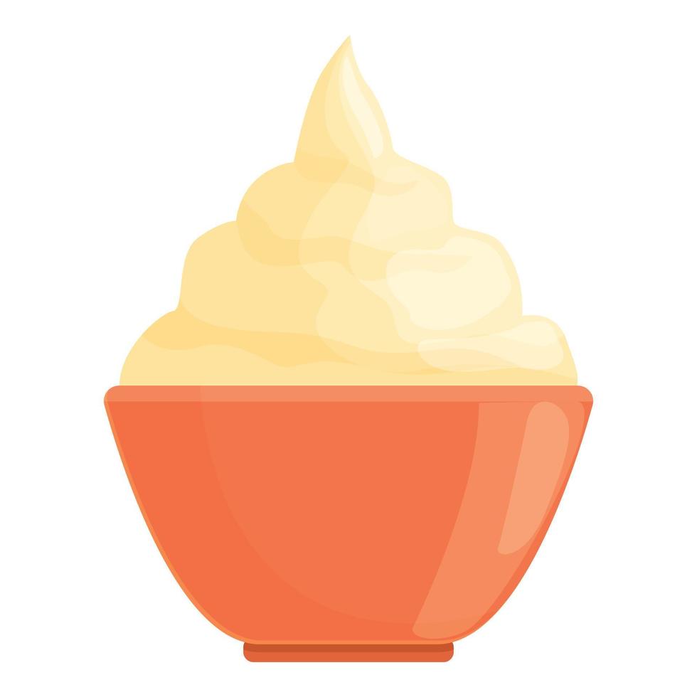 vector de dibujos animados de icono de tazón cremoso. crema de yogur