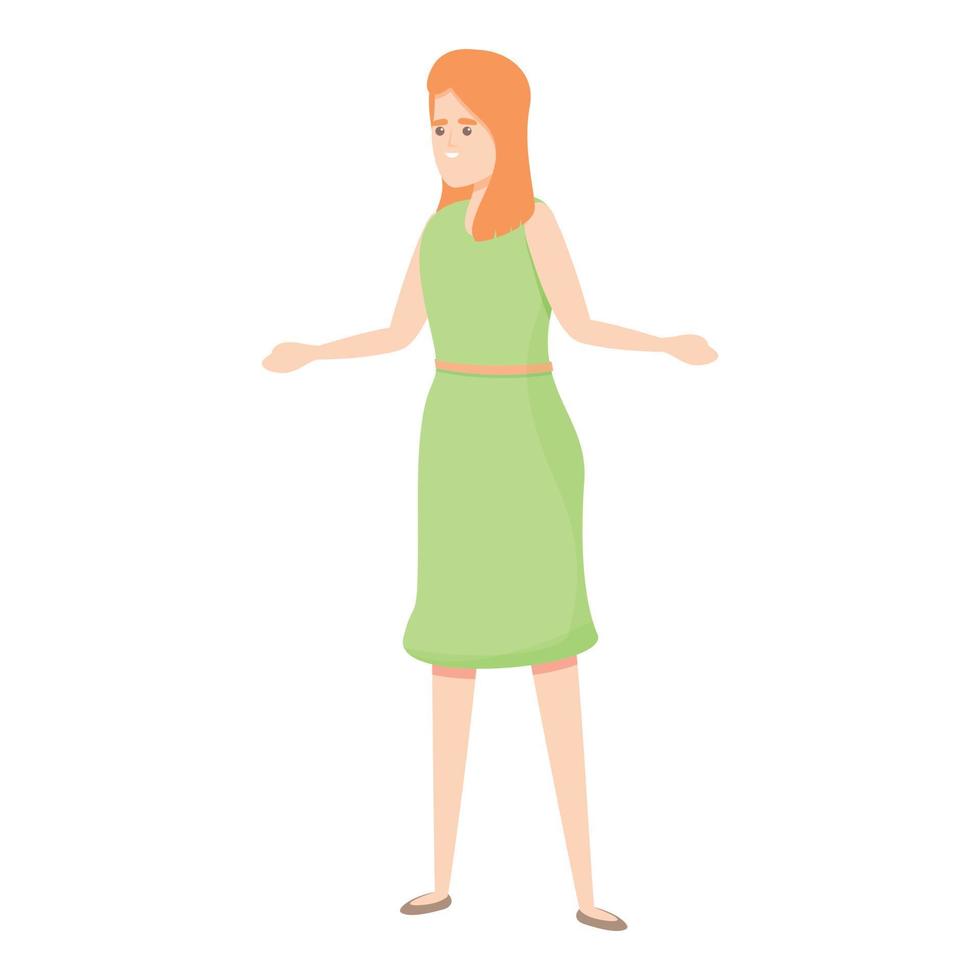 Woman in dress icon, cartoon style vector