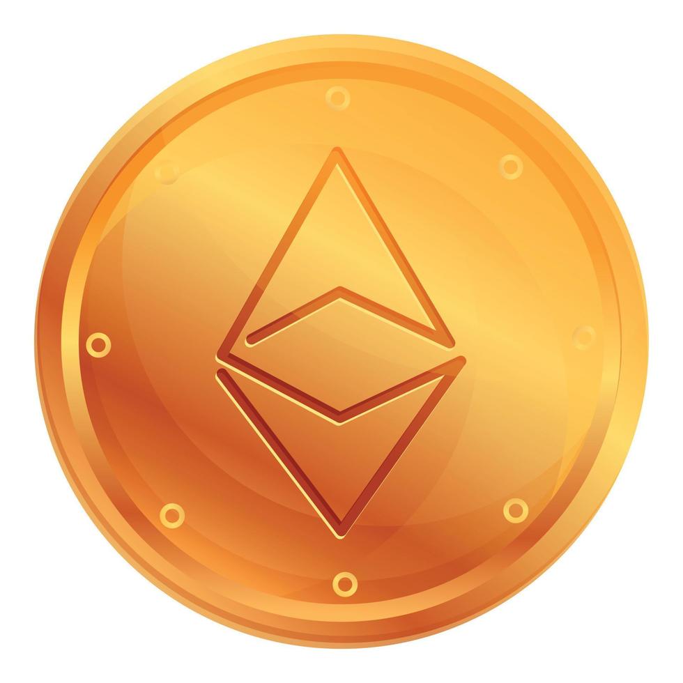 Ethereum cryptocurrency icon, cartoon style vector