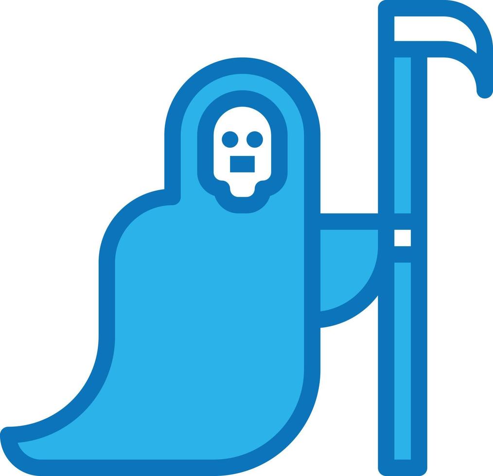muerte segador fantasma guadaña halloween - icono azul vector