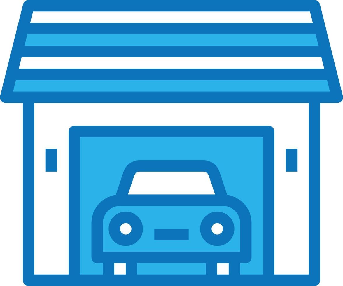 garage car park house building - blue icon vector