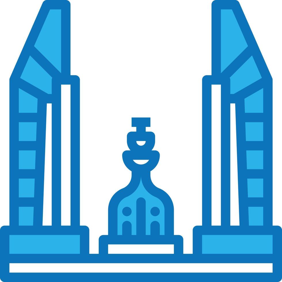 democracy monument thailand landmark bangkok - blue icon vector
