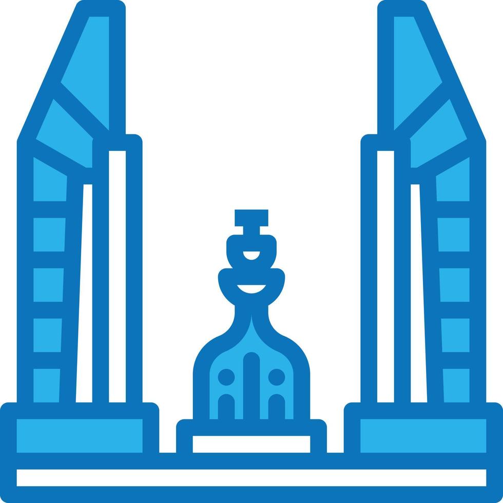 democracy monument thailand landmark bangkok - blue icon vector