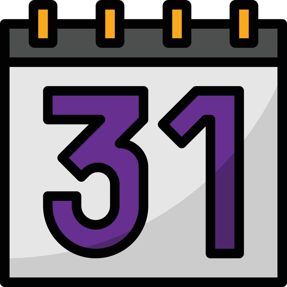 calendar anniversary date 31 halloween - filled outline icon vector