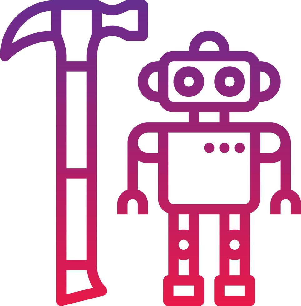 invention robot hammer creative - gradient icon vector