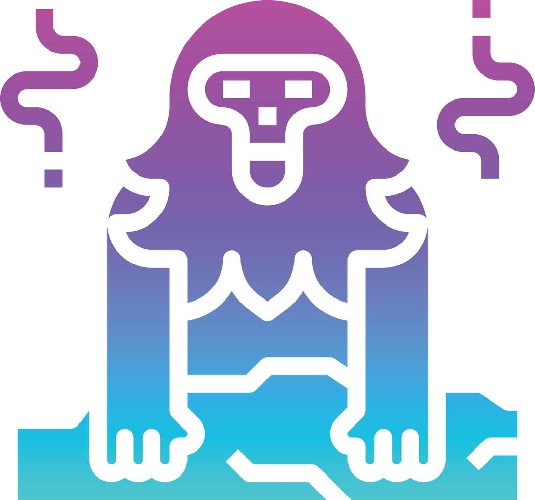 monkey snow ice cold japan - solid gradient icon vector