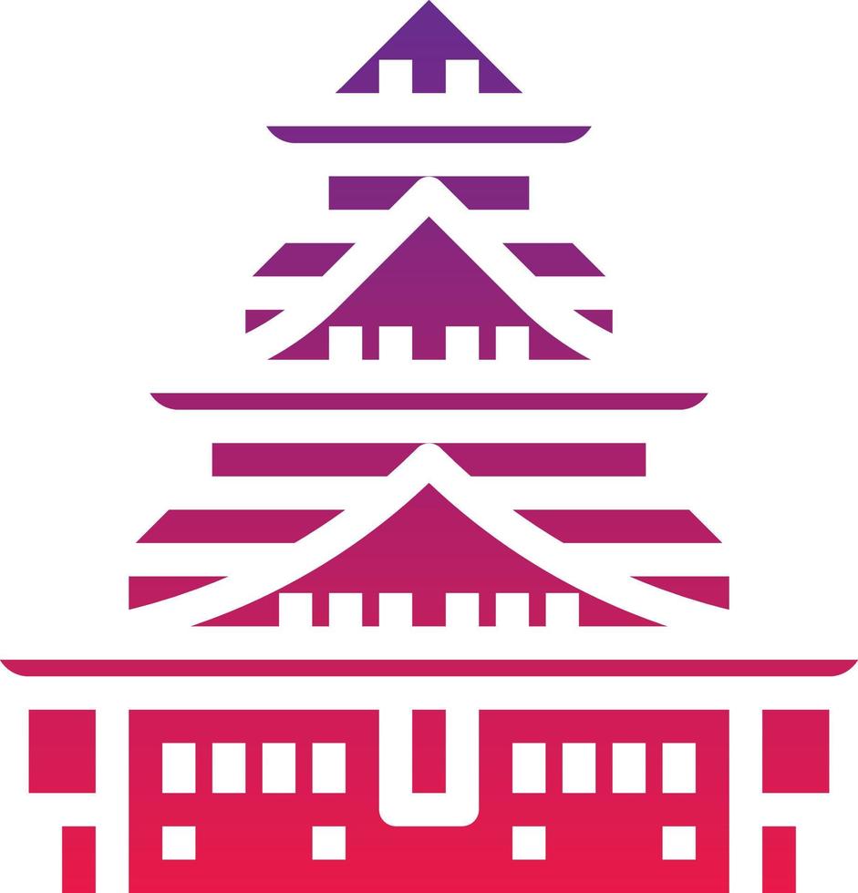 castillo osaka palacio real japón - icono de gradiente sólido vector