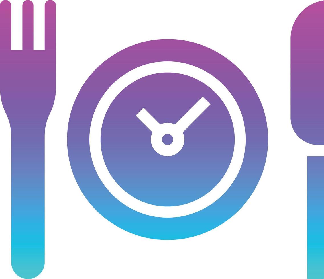 waiting cutlery time clock delivery - solid gradient icon vector