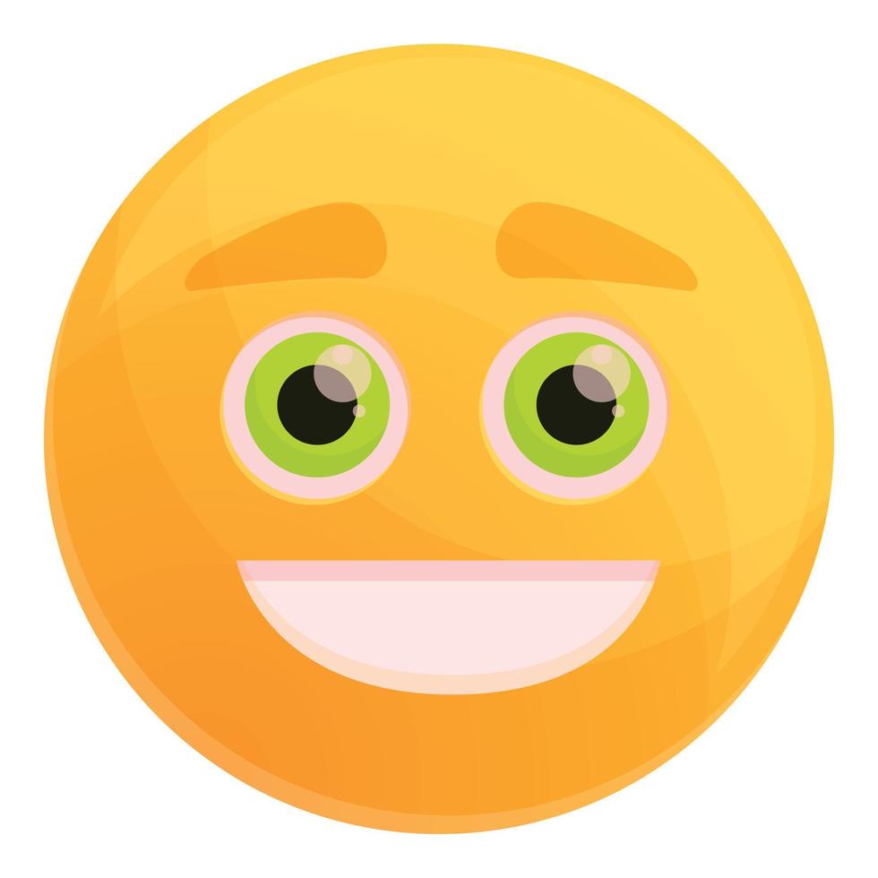 Funny emoticon icon, cartoon style vector