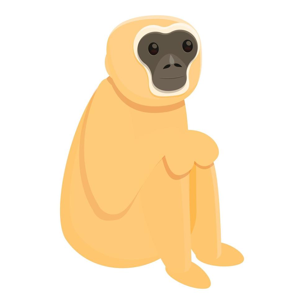 Gibbon sad icon, cartoon style vector