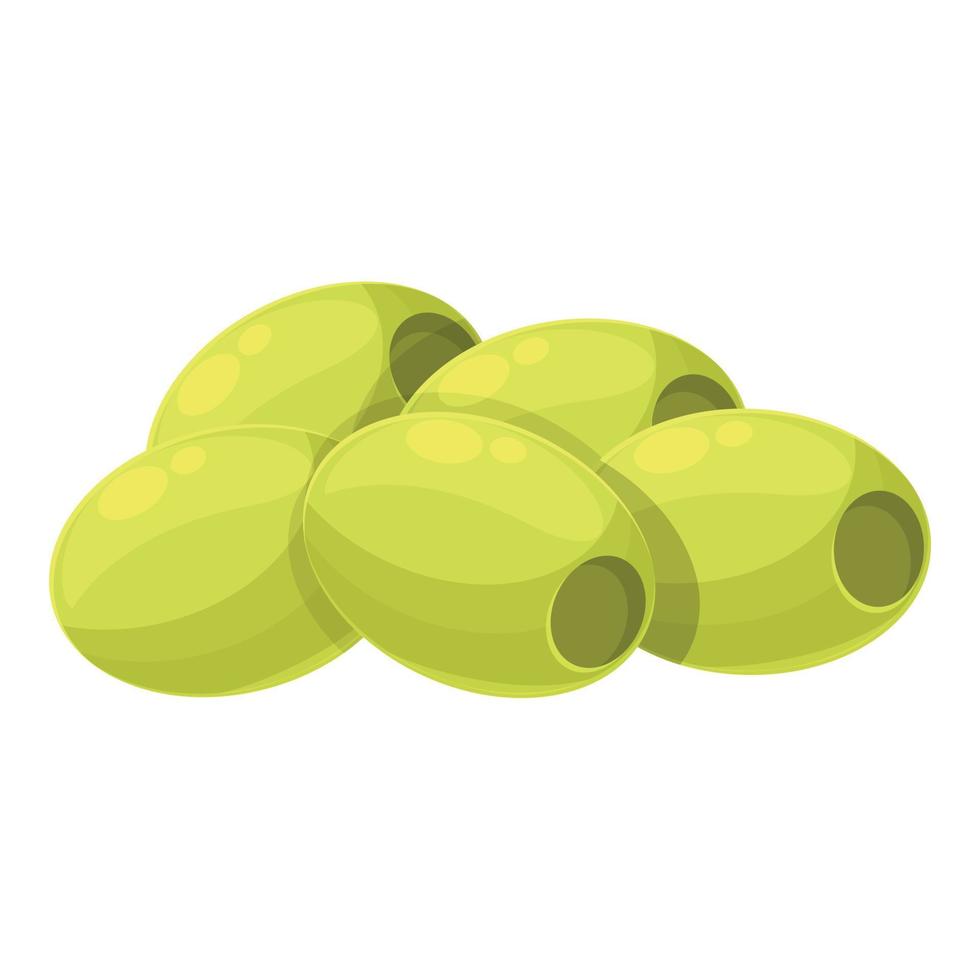 Clean green olives icon cartoon vector. Oil food vector