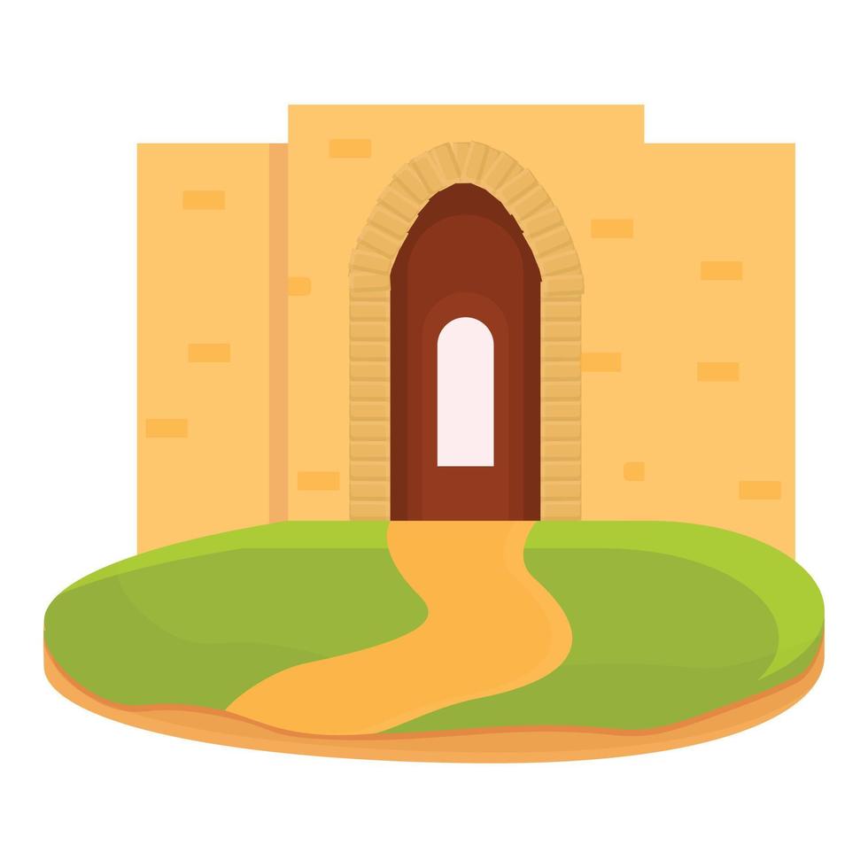 Castle tunnel icon, cartoon style vector