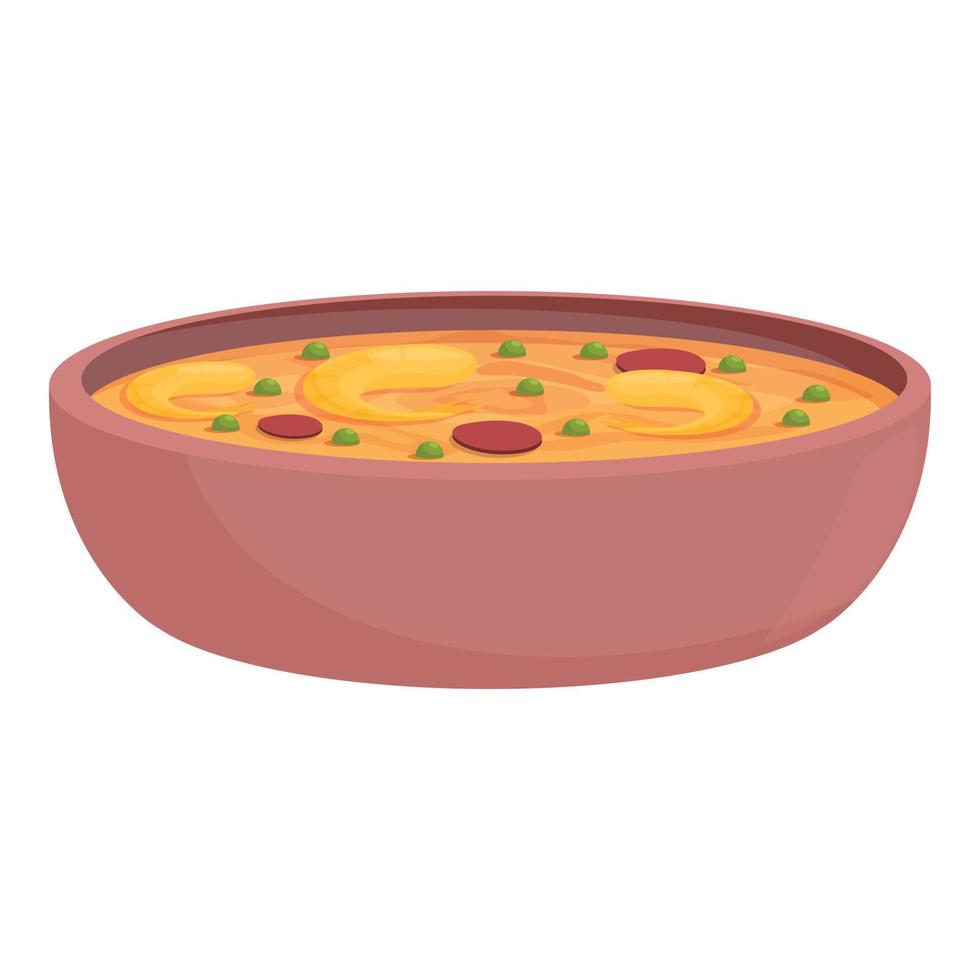 vector de dibujos animados de icono de sopa de camarones. comida española