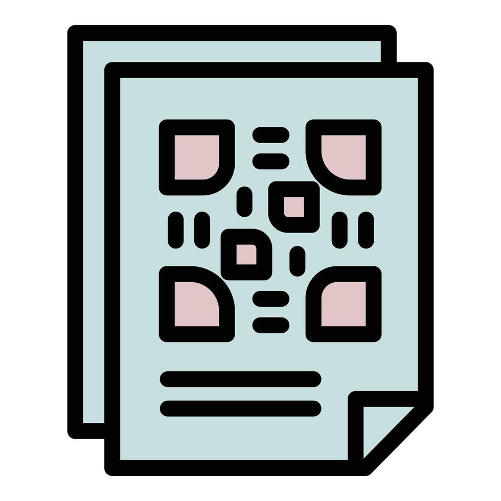 vector de contorno de icono de código qr de papel. escáner digital