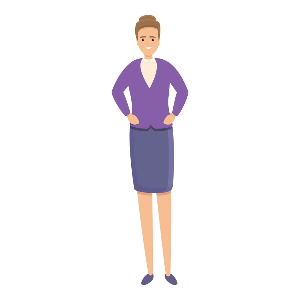 Successful business woman smiling icon, cartoon style vector