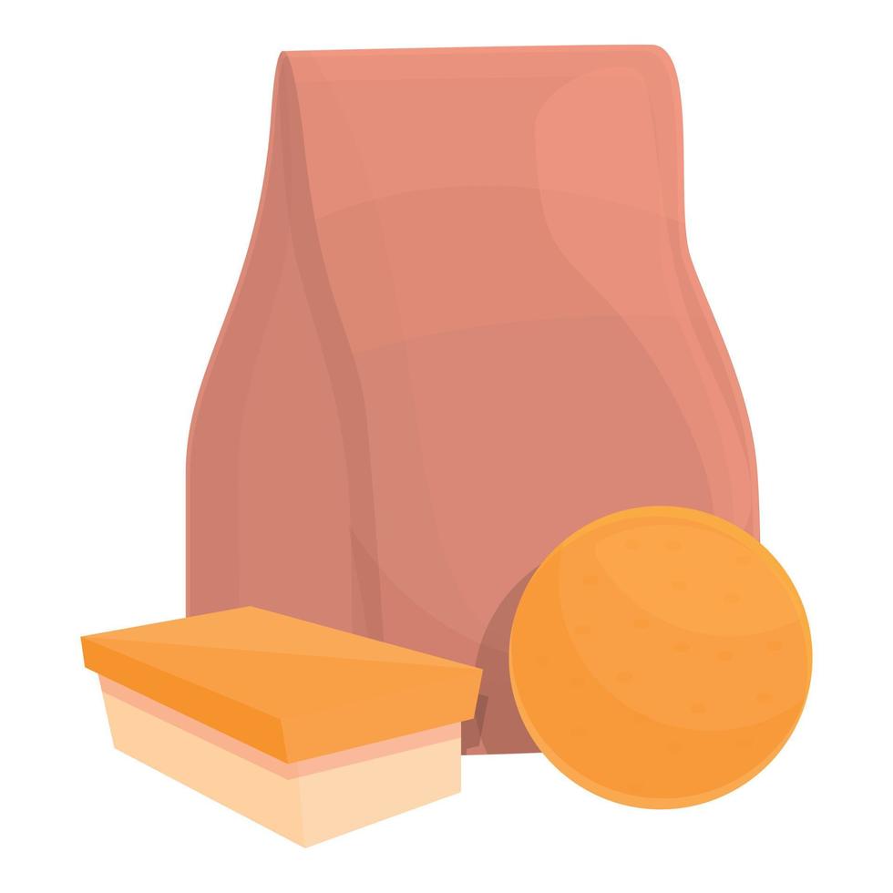 School breakfast orange icon, cartoon style vector