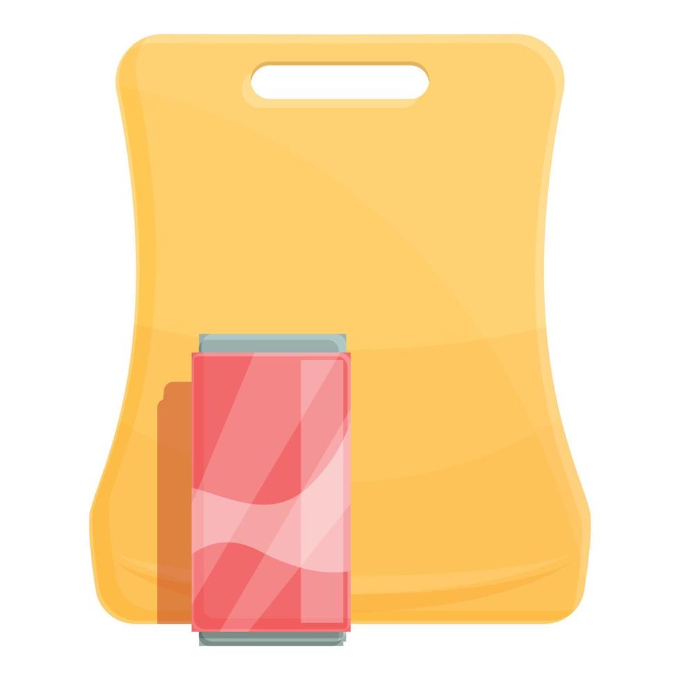 School breakfast soda tin icon, cartoon style vector