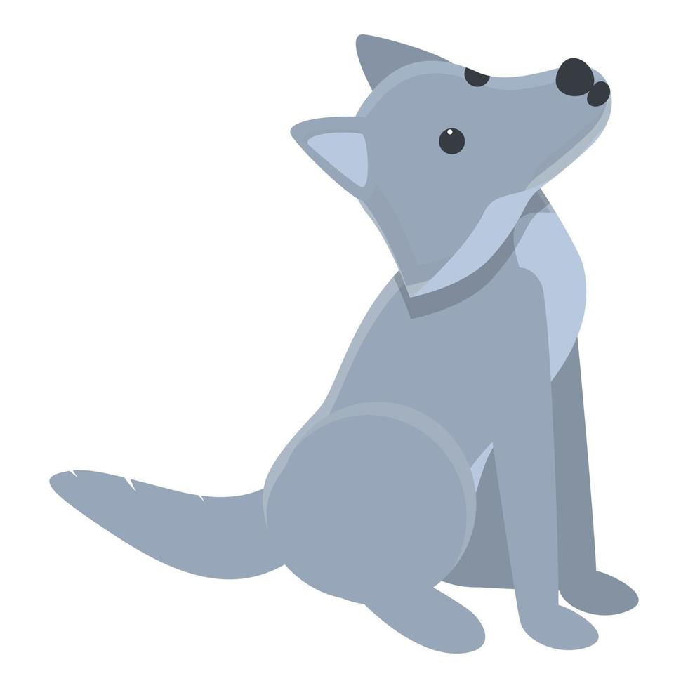 Grey wolf icon, cartoon style vector