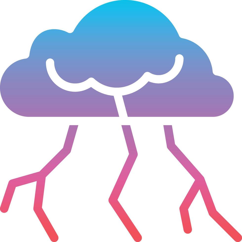 thunderstrom thunder strom rain - gradient solid icon vector