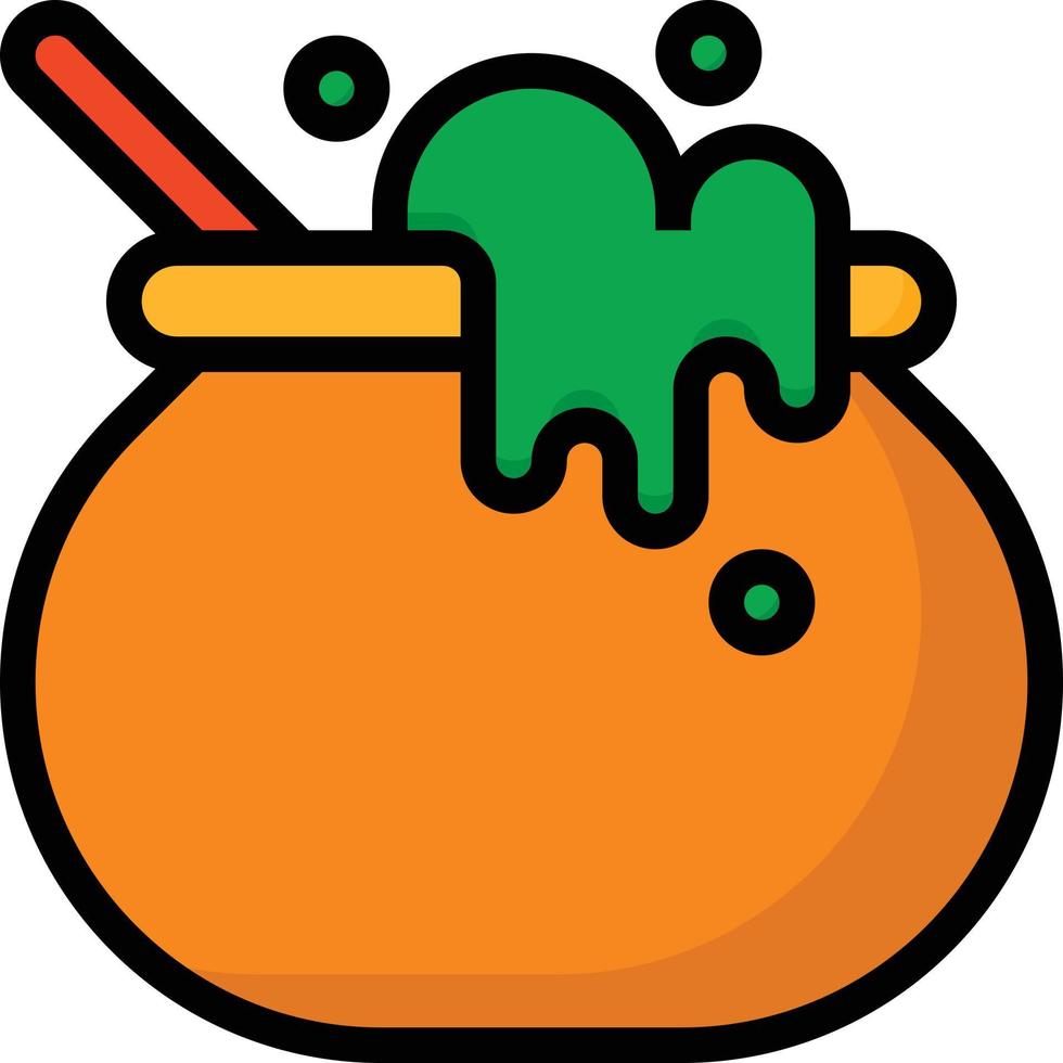 pot witch cauldron potion halloween - filled outline icon vector