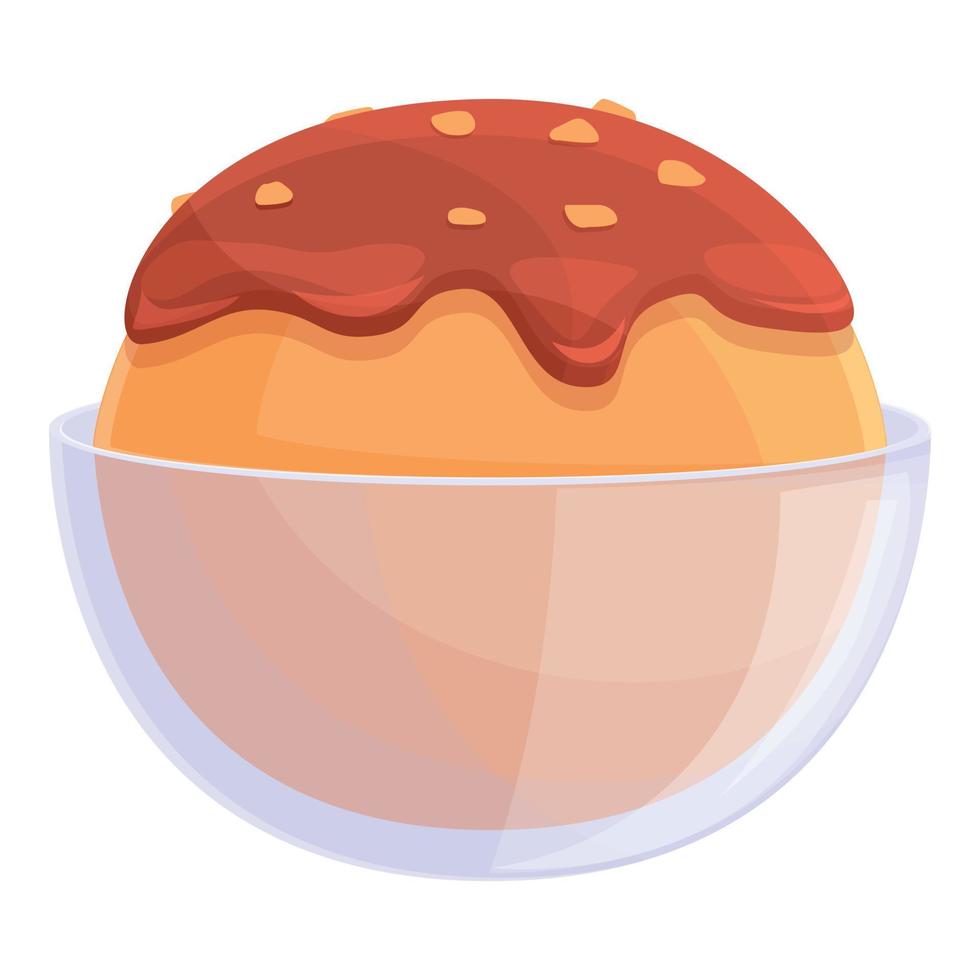 Apricot ice cream icon, cartoon style vector