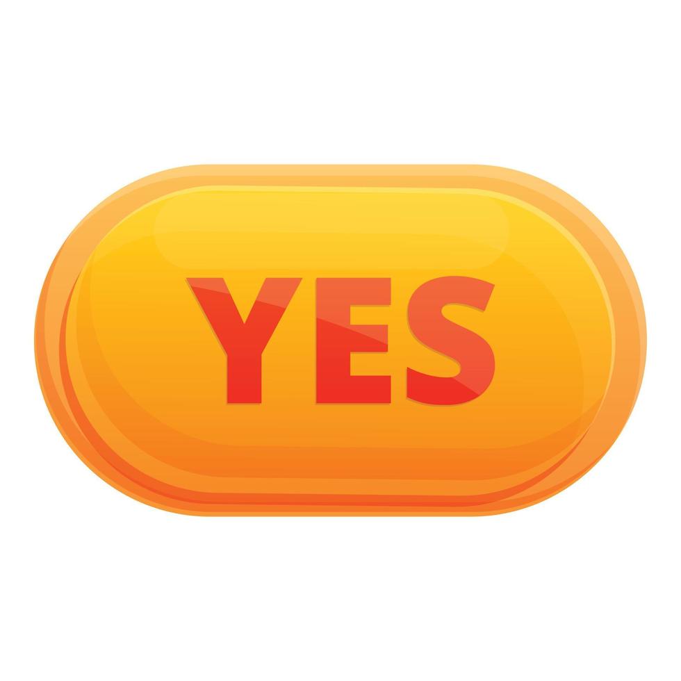 Yes interface button icon, cartoon style vector