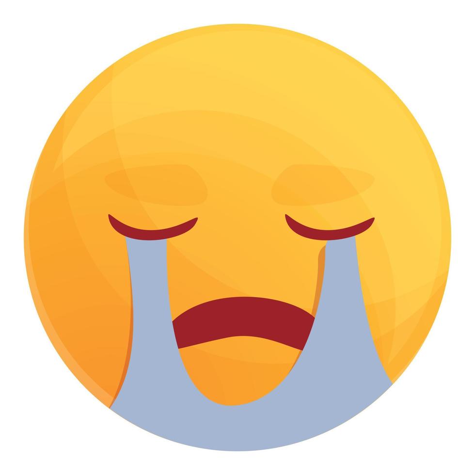 Crying emoticon icon, cartoon style vector