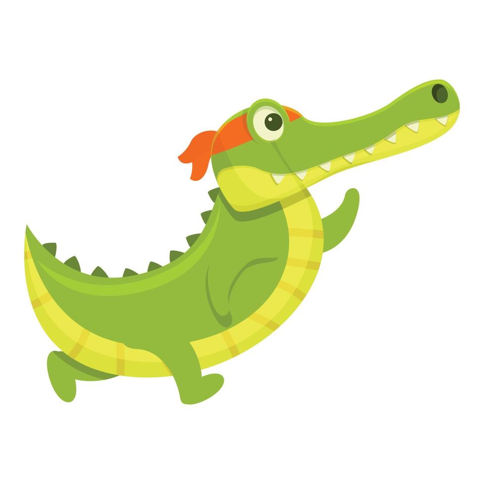 Running crocodile icon, cartoon style vector