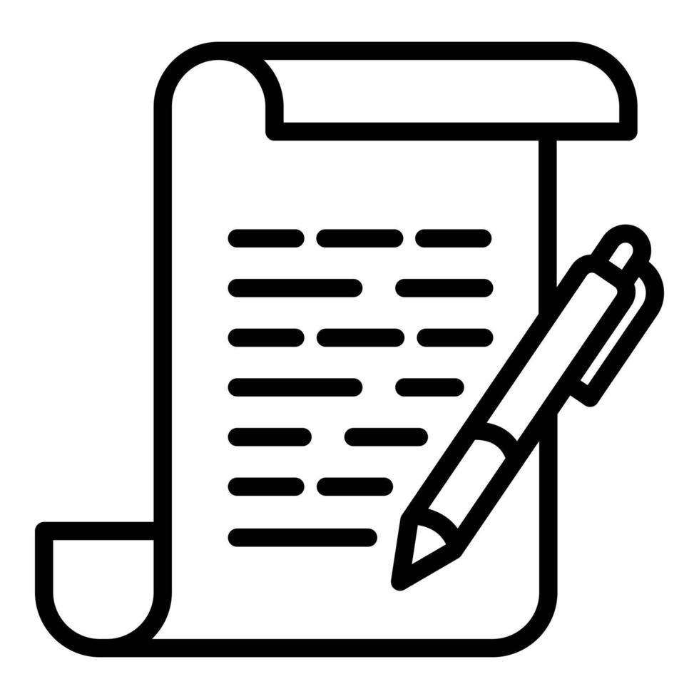 icono de documento del juzgado, estilo de esquema vector