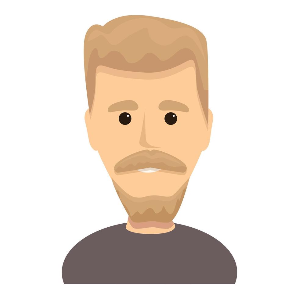 Bearded blond guy icon, cartoon style vector