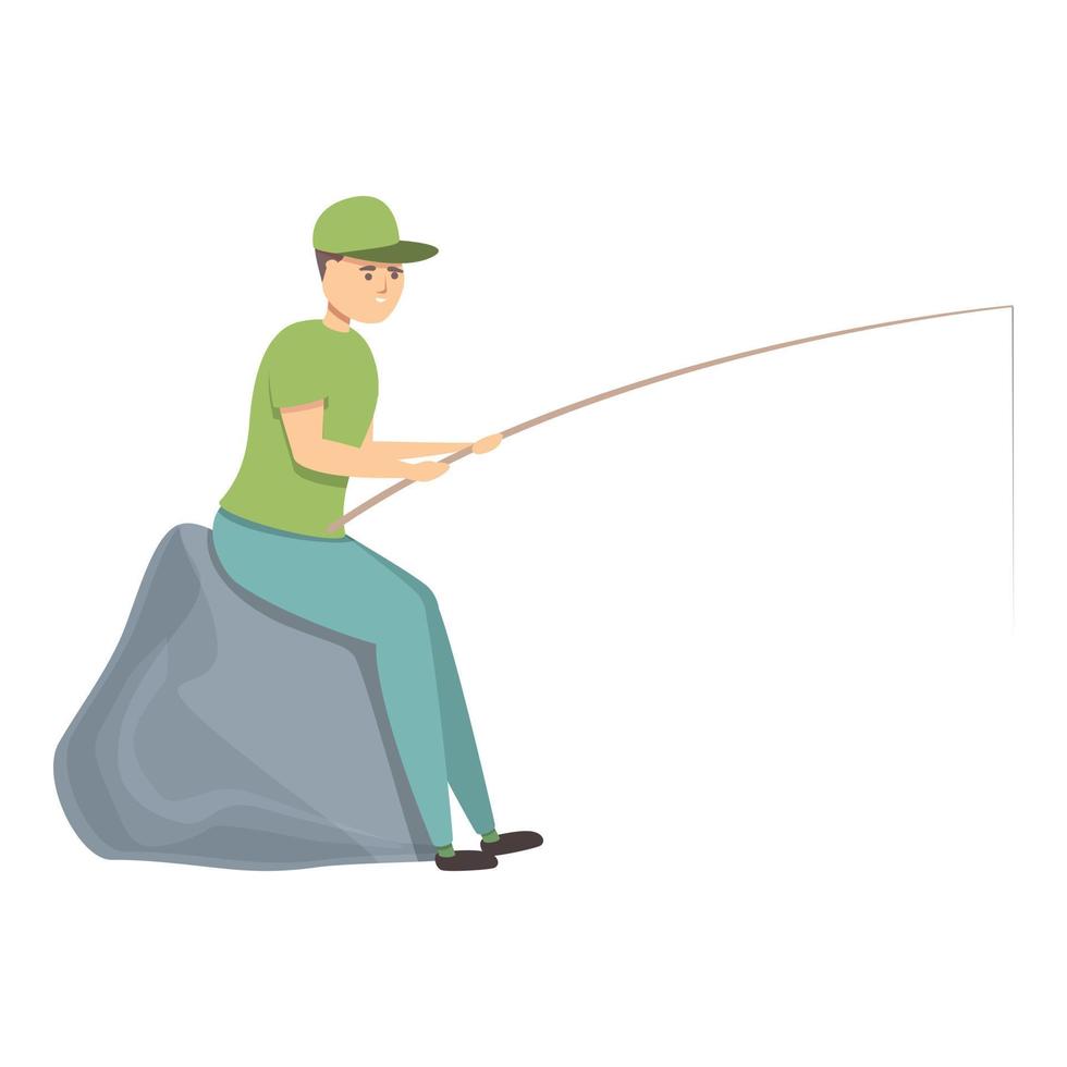 vector de dibujos animados de icono de pesca de camping. campamento de tiendas