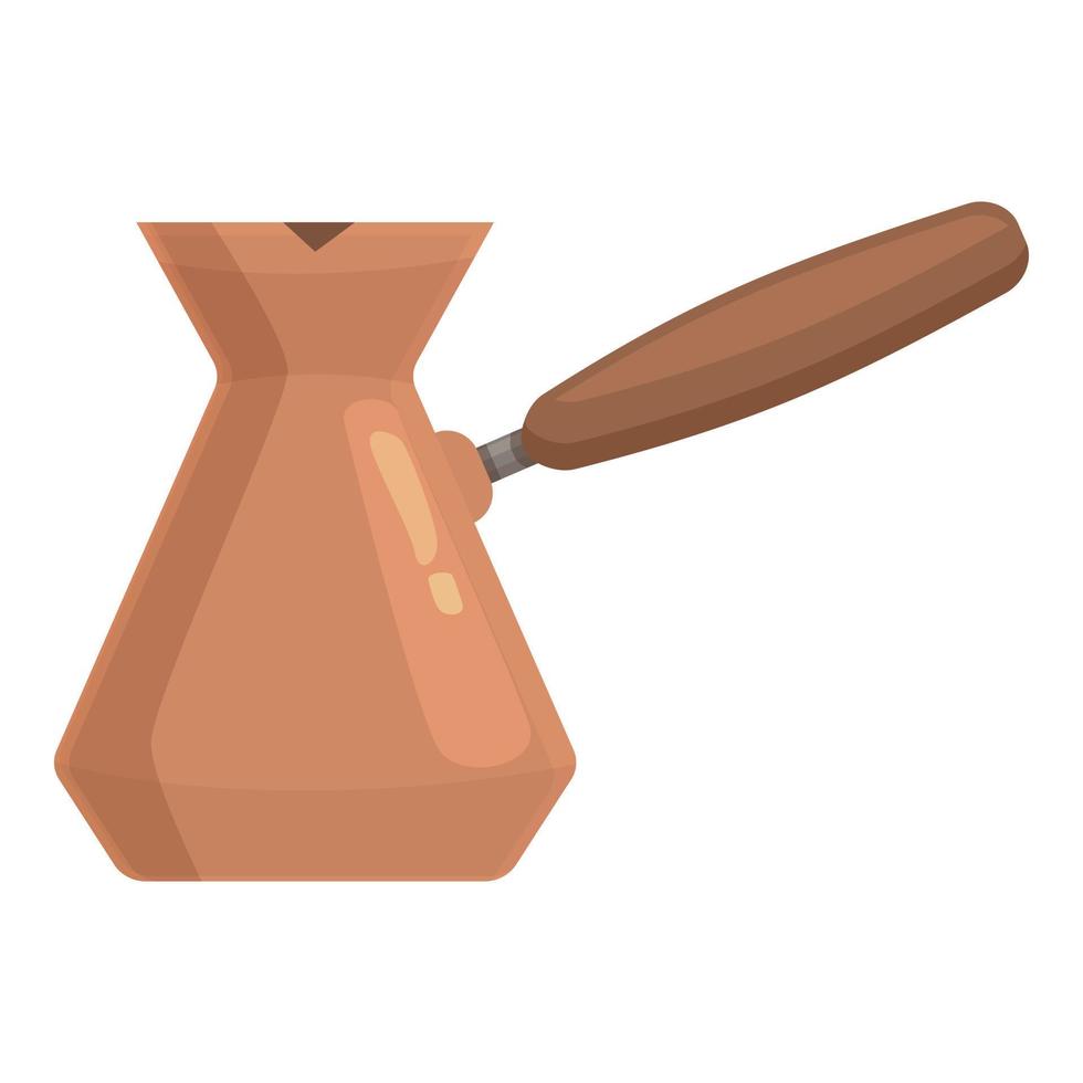 Copper turkish coffee pot icon cartoon vector. Cezve cup vector