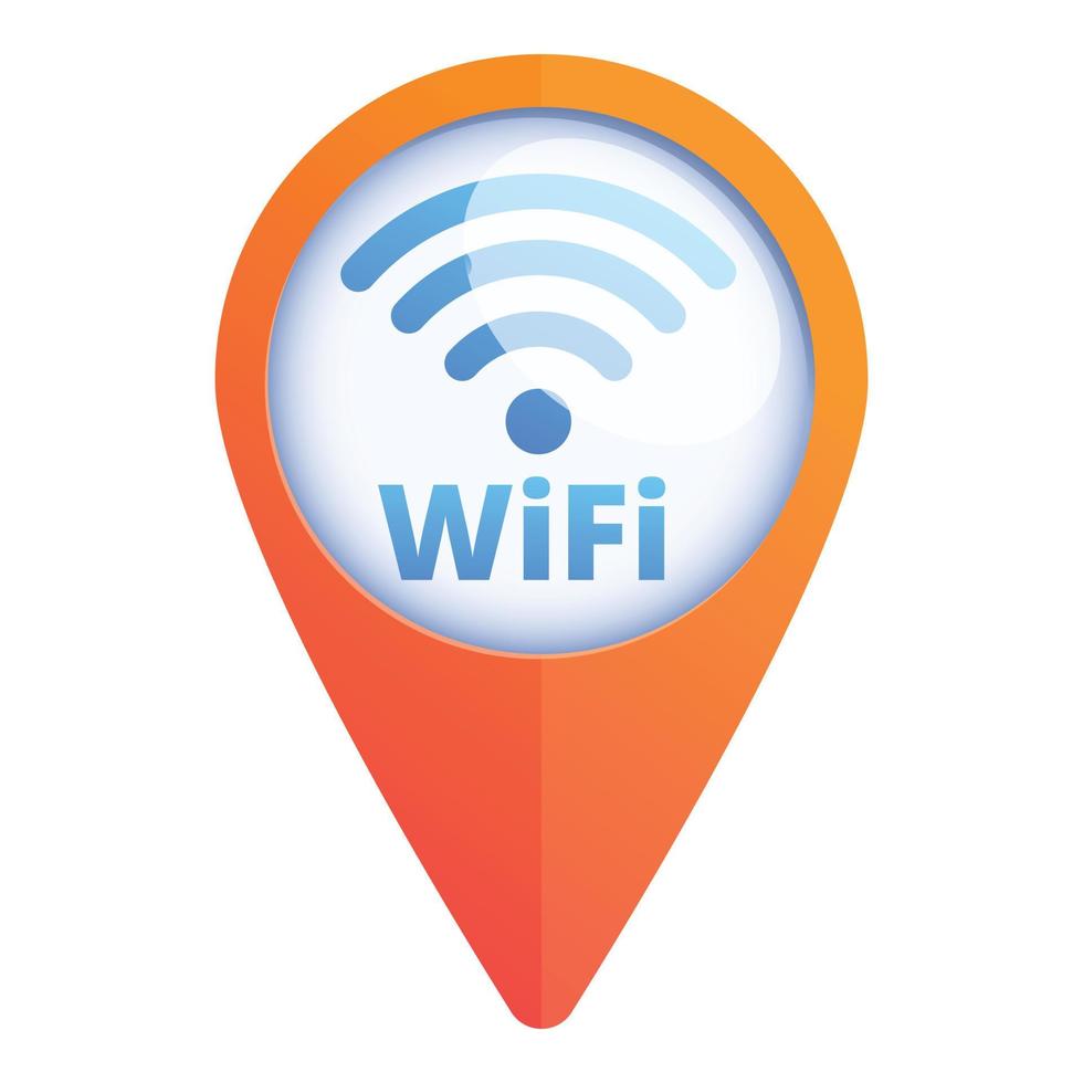Free wifi zone map pin icon, cartoon style vector