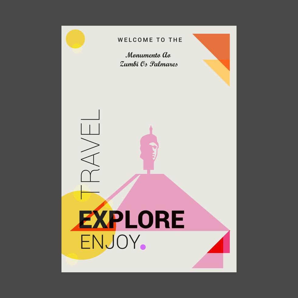 bienvenido al monumento ao zumbi os palmares brasil explore travel enjoy poster template vector