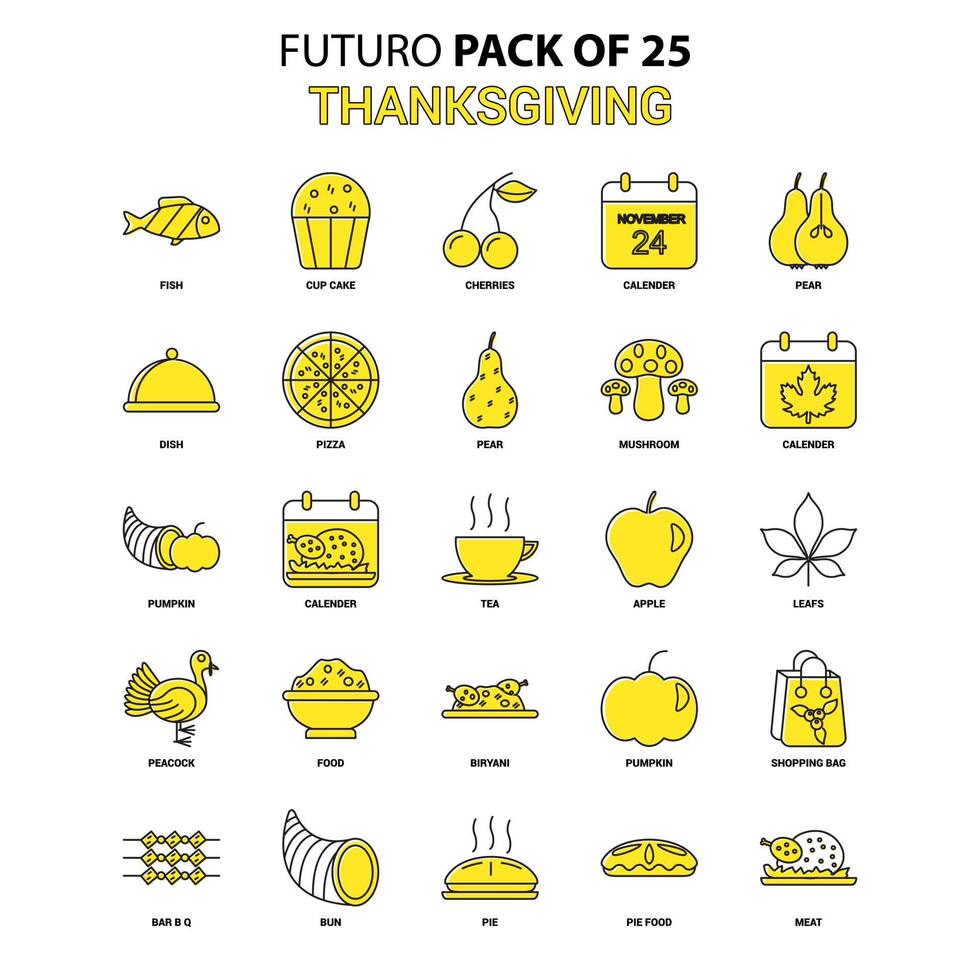 Thanksgiving Icon Set Yellow Futuro Latest Design icon Pack vector