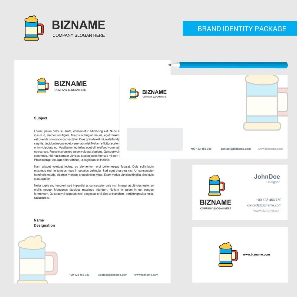 Beer glass Business Letterhead Envelope and visiting Card Design vector template