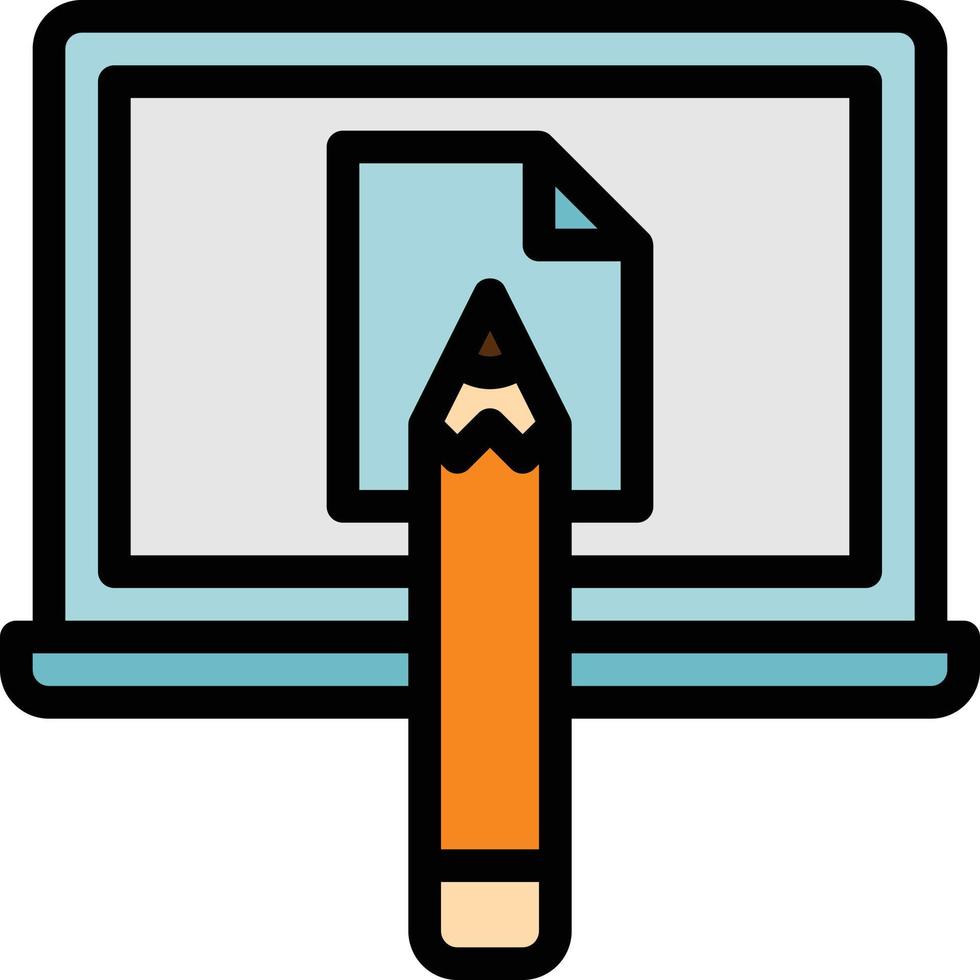 e learning draw computer art multimedia - filled outline icon vector