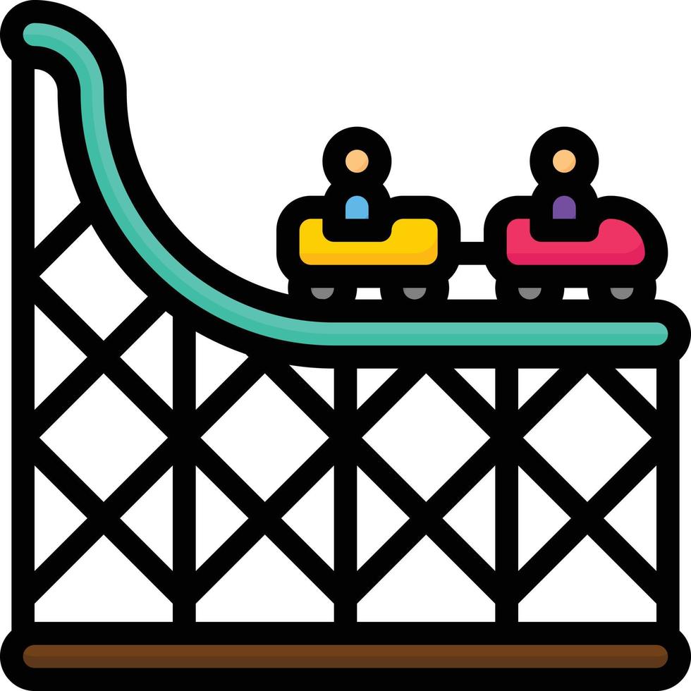 roller coaster park ride rail entertainment - filled outline icon vector