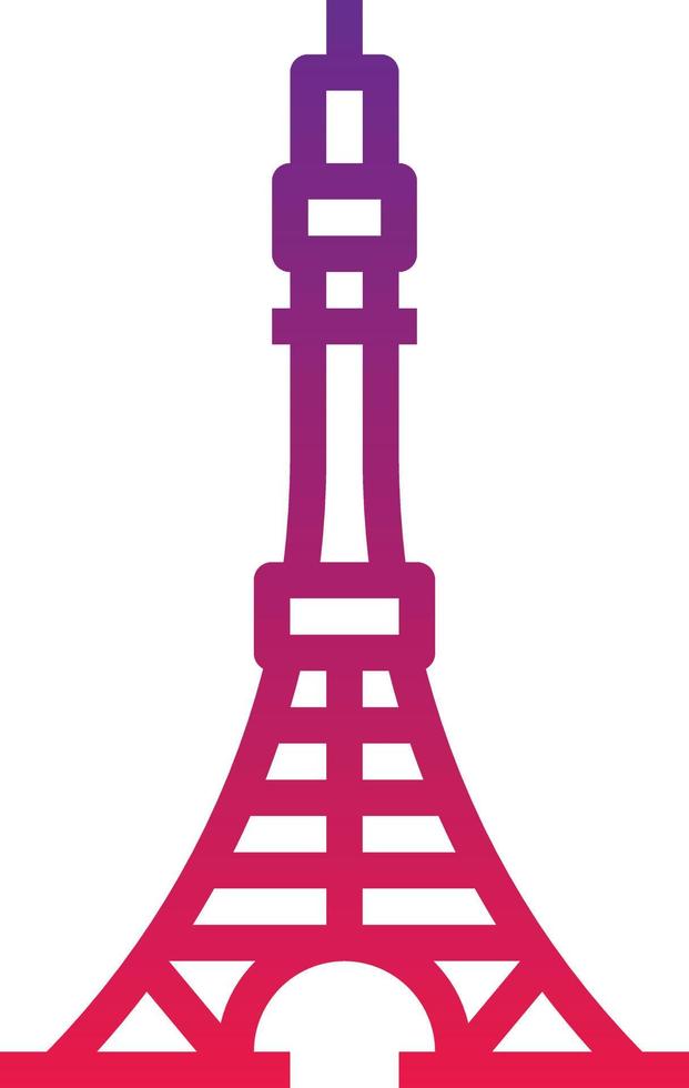 tokyo tower japan japaneses landmark - gradient icon vector
