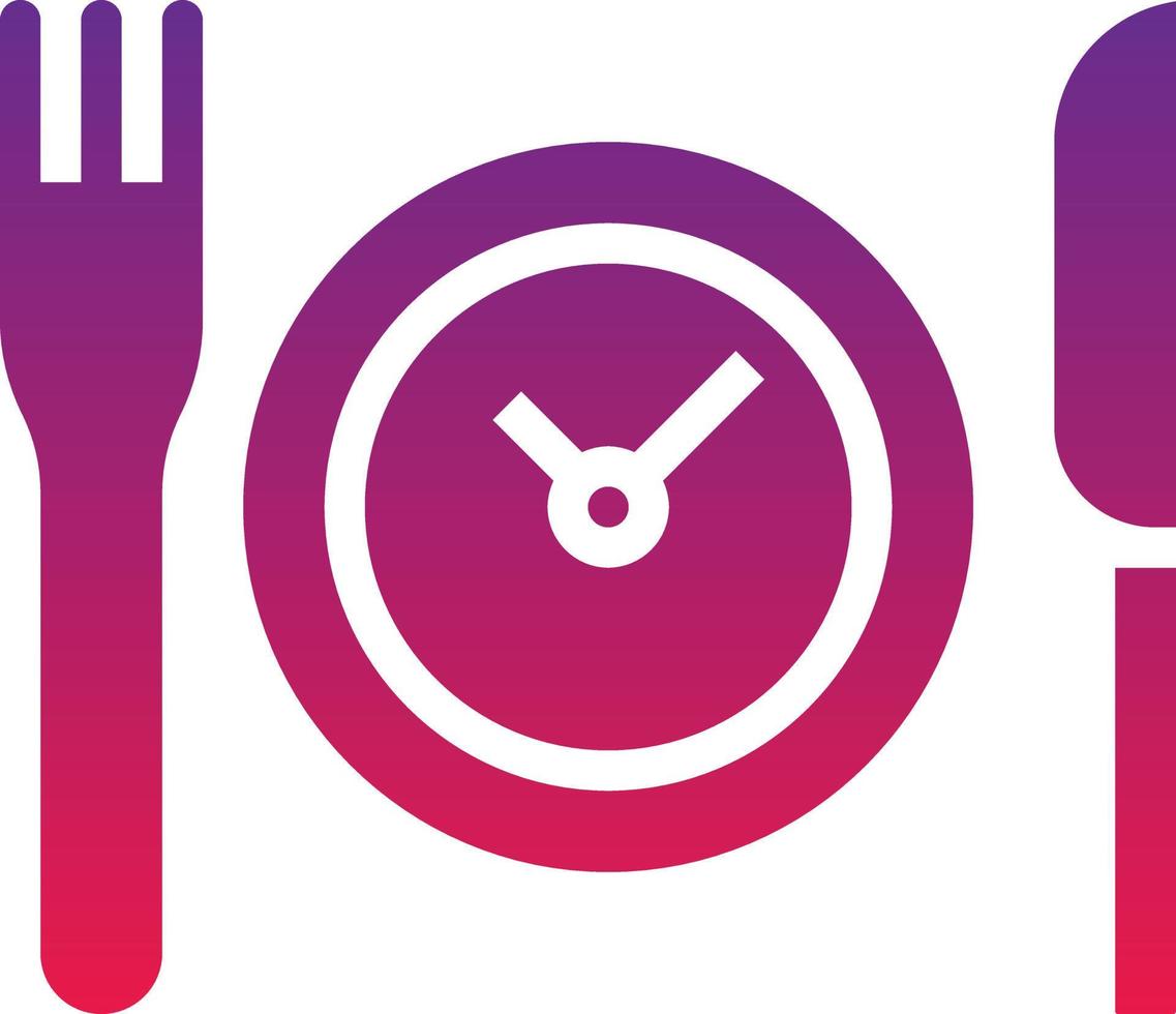 waiting cutlery time clock delivery - solid gradient icon vector