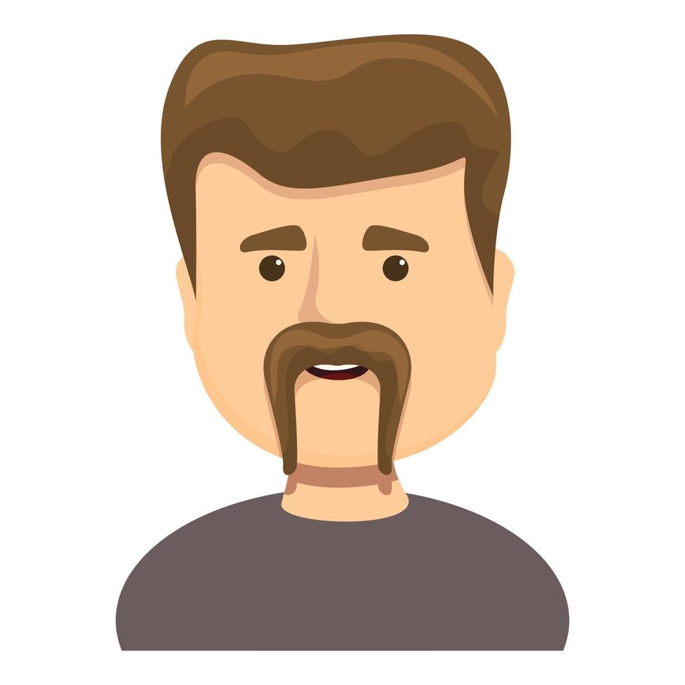 Man with long mustache icon, cartoon style vector